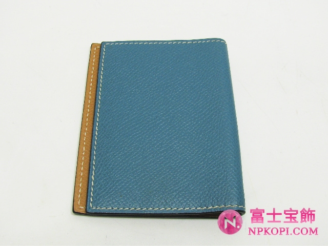 エルメス手帳カバーブルージーン（金具：シルバー） HERMES328015